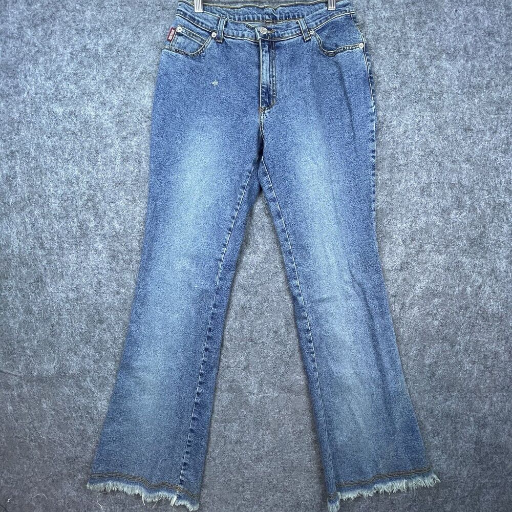 Vintage‎ Encore Jeans Womens 11 Flare Bootcut Fringe Raw Hem Stretch Retro Boho